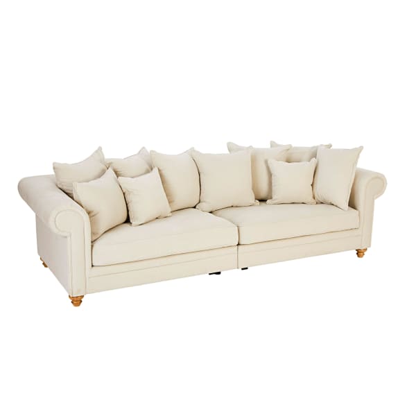 Sofa-4-Sitzer-Riviero-Beige-Baumwolle-Leinen-Frontansicht-10