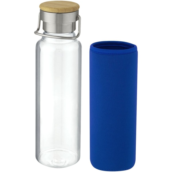 Glasflasche-mit-Neoprenhülle-Thor-Blau-Borosilikatglas-Neopren-Bambusholz-Frontansicht-2