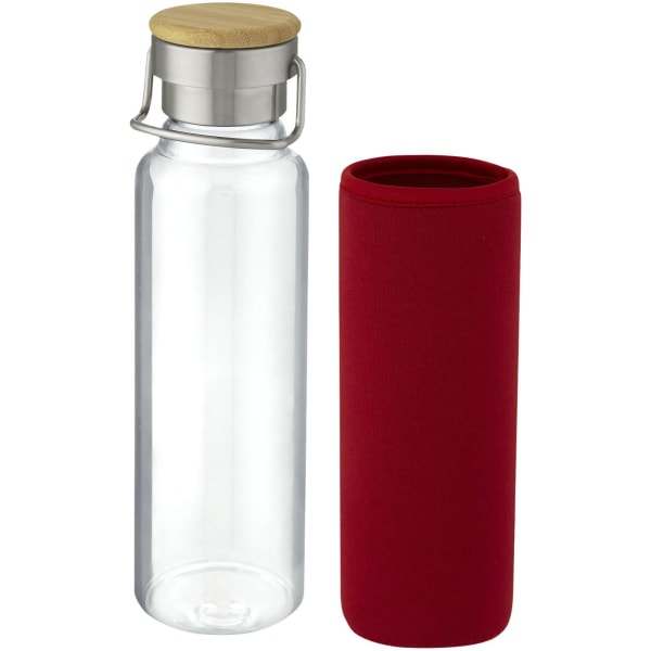 Glasflasche-mit-Neoprenhülle-Thor-Rot-Borosilikatglas-Neopren-Bambusholz-Frontansicht-2