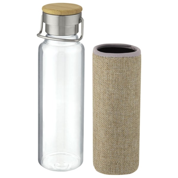 Glasflasche-mit-Neoprenhülle-Thor-Beige-Borosilikatglas-Neopren-Bambusholz-Frontansicht-2