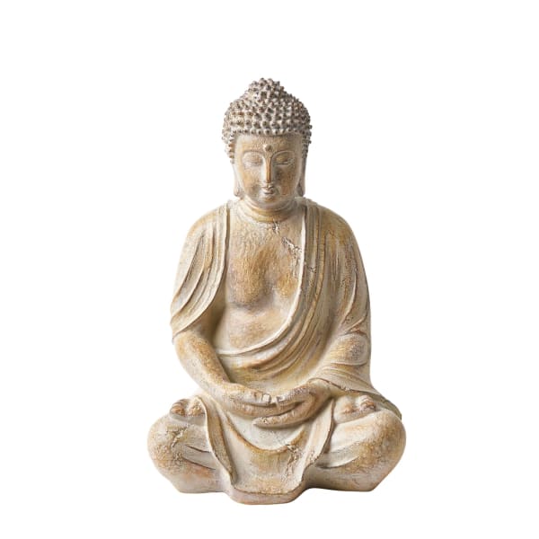 Deko-Figur-Buddha-Riva-Weiß-Kunstharz-Frontansicht-1
