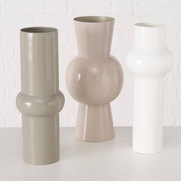 Vasen-Set-3-tlg.-Mila-Weiß-Metall-Frontansicht-2