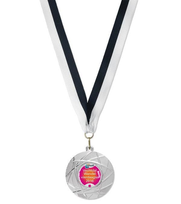 Medaille-Silber-Blüten-Design-bedruckbar-Schwarz-Frontansicht-1