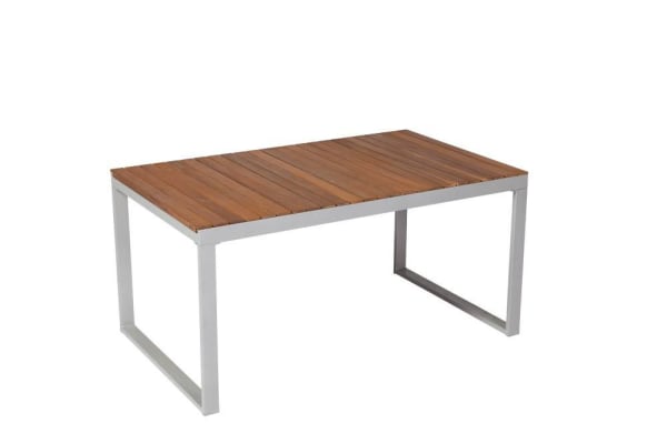 Outdoor-Möbelset-7tlg.-Tisch-150-(200)-x-90-Siena-Aluminium-Akazie-Textil-Frontansicht-5