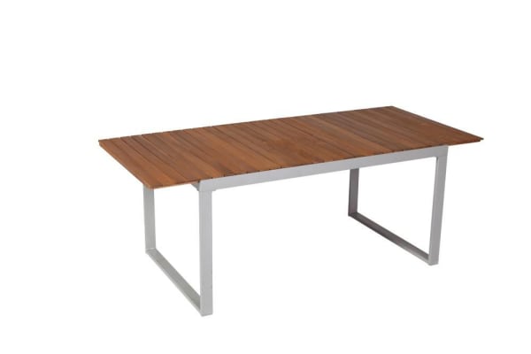 Outdoor-Möbelset-7tlg.-Tisch-150-(200)-x-90-Siena-Aluminium-Akazie-Textil-Frontansicht-7