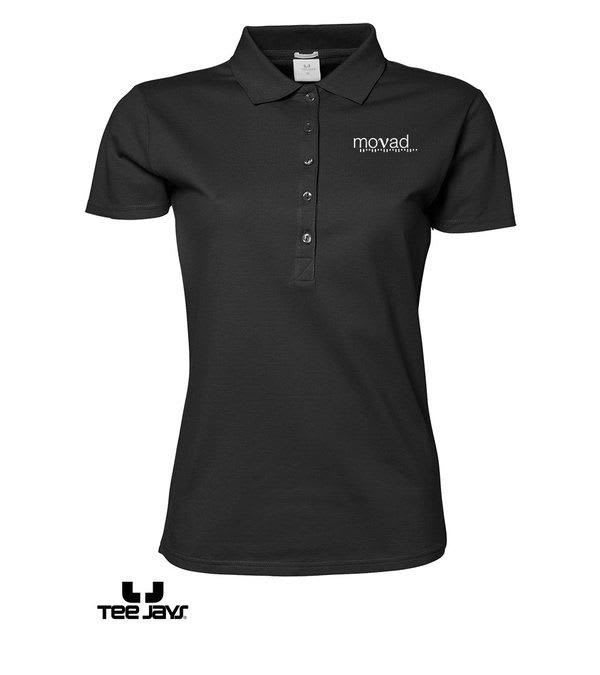 Tee-Jays-Stretch-Poloshirt-Damen-215-g-m²-Schwarz-Frontansicht-1