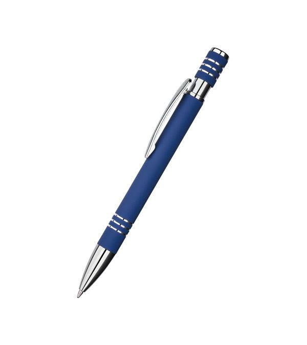 Absolute-Soft-Touch-Kugelschreiber-aus-Metall-Blau-Frontansicht-1