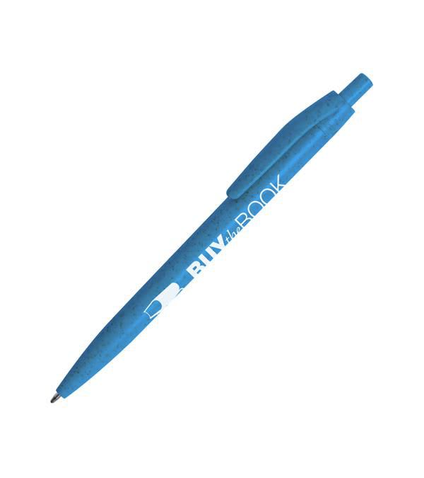 Prime-Promo-Kugelschreiber-mit-Weizenstroh-Blau-Frontansicht-1