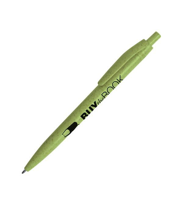 Prime-Promo-Kugelschreiber-mit-Weizenstroh-Grün-Frontansicht-1