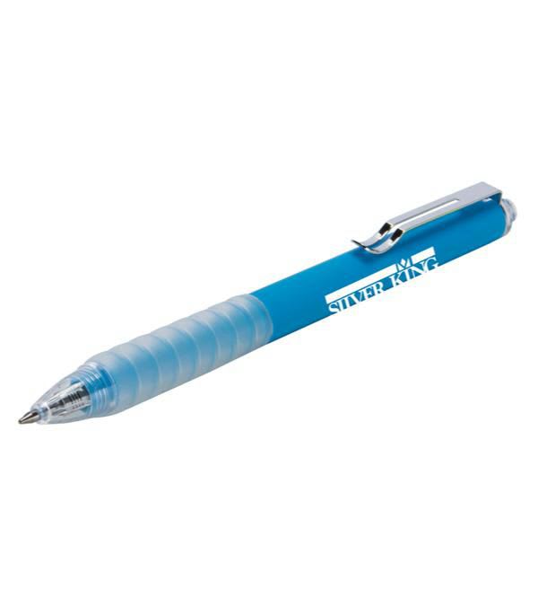 Kiana-Soft-Touch-Promo-Kugelschreiber-mit-Gel-Tinte-Blau-Frontansicht-1