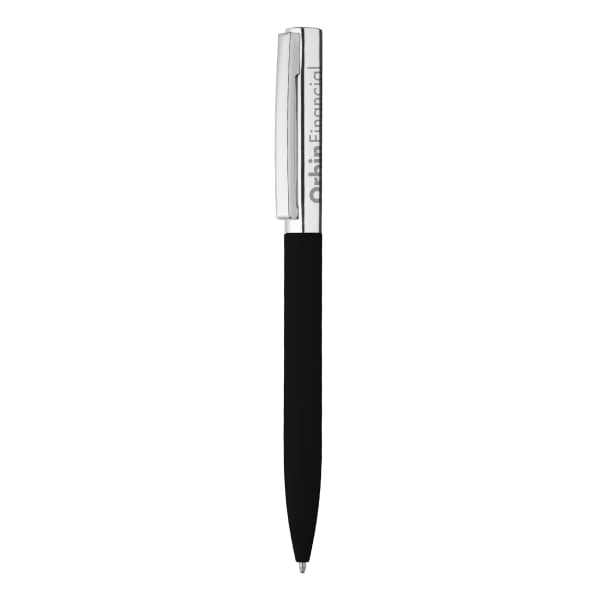 Calista-Soft-Touch-Kugelschreiber-aus-Metall-Schwarz-Frontansicht-1