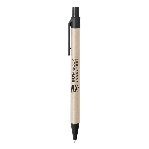 Duro-Promo-Kugelschreiber-aus-recyceltem-Papier-&-mit-Weizenstroh-bedruckbar-Beige-Frontansicht-1