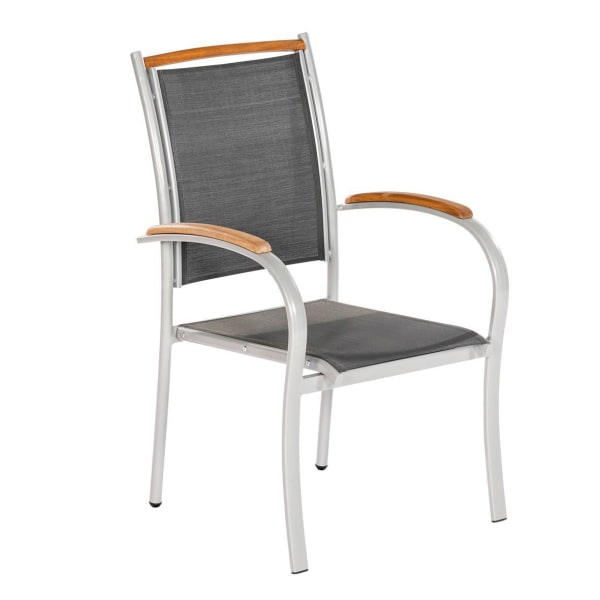 Outdoor-Möbelset-7tlg.-Tisch-150-(200)-x-90-Siena-Aluminium-Akazie-Textil-Frontansicht-4
