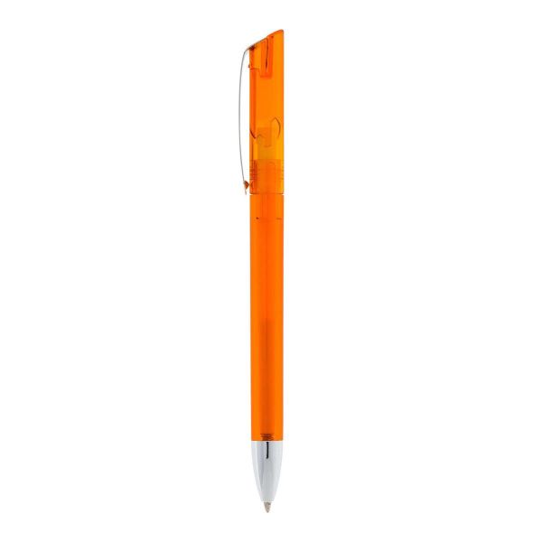 Kugelschreiber-Glossy-Transparent-blau-Orange-Kunststoff-Frontansicht-1