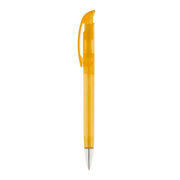 Kugelschreiber-Bonita-transparent-blau-dokumentenecht-Gelb-Kunststoff-Frontansicht-1