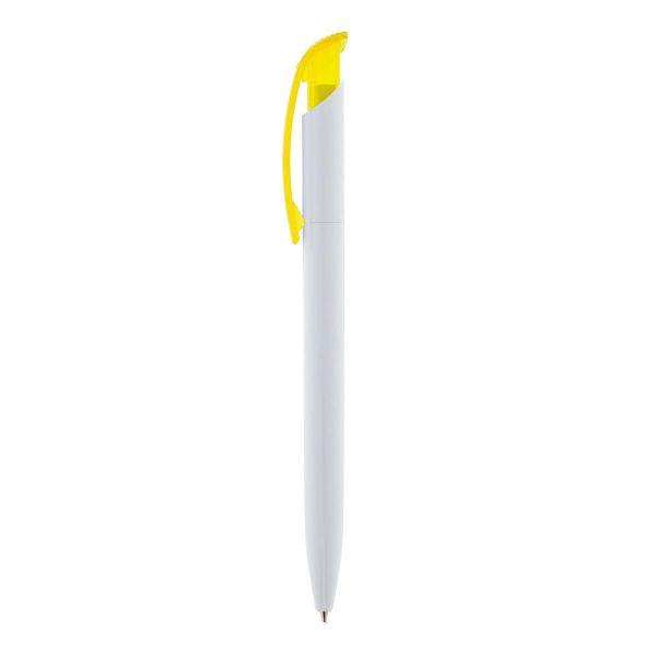 Kugelschreiber-Clear-Solid-transparent-blau-dokumentenecht-Gelb-Kunststoff-Frontansicht-1