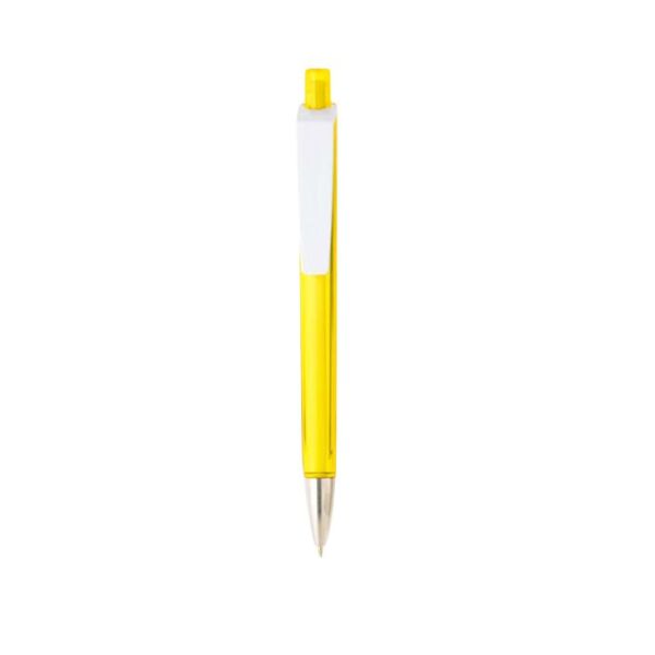 Kugelschreiber-Tri-Star-transparent-Solid-blau-dokumentenecht-Gelb-Kunststoff-Frontansicht-1
