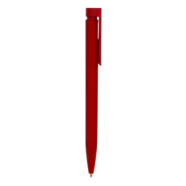 Kugelschreiber-Soft-Touch-blau-dokumentenecht-Rot-Kunststoff-Frontansicht-1